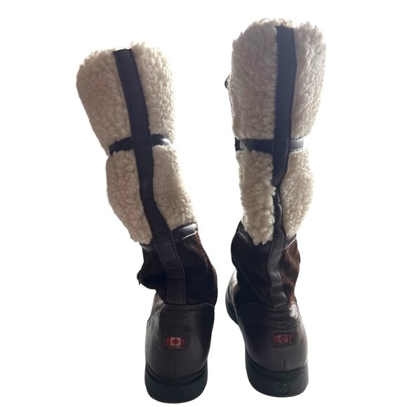 Pajar Canada Après-Ski Boots Brown Leather Suede Faux-Fur Lining Side Zip 9 - Picture 6 of 11